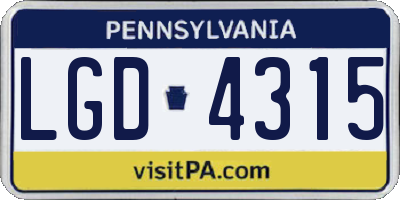 PA license plate LGD4315