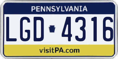 PA license plate LGD4316