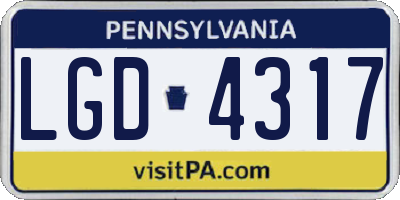 PA license plate LGD4317