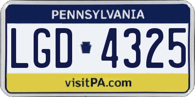PA license plate LGD4325