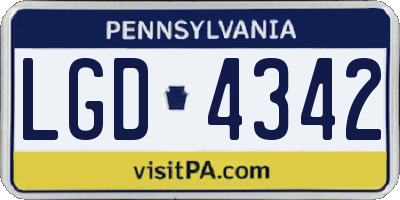 PA license plate LGD4342