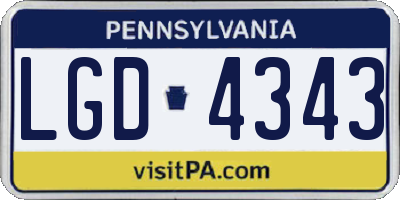 PA license plate LGD4343