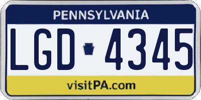 PA license plate LGD4345