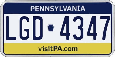 PA license plate LGD4347
