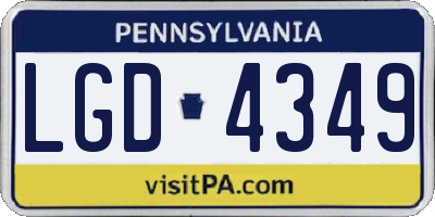 PA license plate LGD4349
