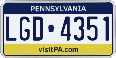 PA license plate LGD4351