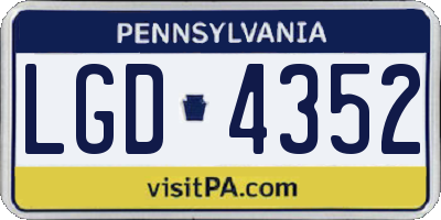 PA license plate LGD4352