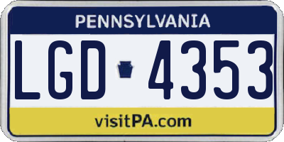 PA license plate LGD4353