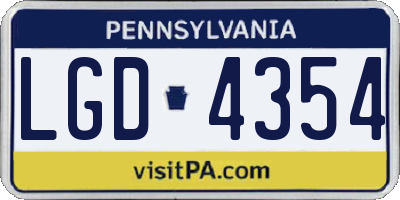PA license plate LGD4354