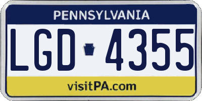 PA license plate LGD4355