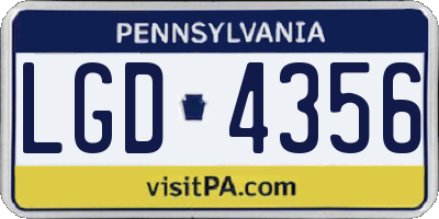 PA license plate LGD4356