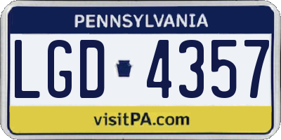 PA license plate LGD4357