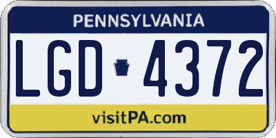 PA license plate LGD4372
