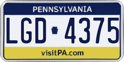 PA license plate LGD4375