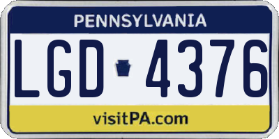 PA license plate LGD4376