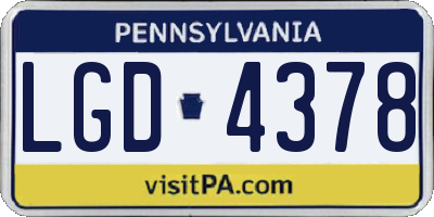 PA license plate LGD4378