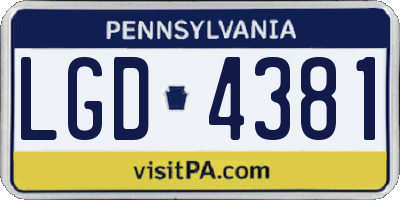 PA license plate LGD4381