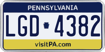 PA license plate LGD4382
