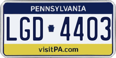 PA license plate LGD4403