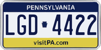 PA license plate LGD4422