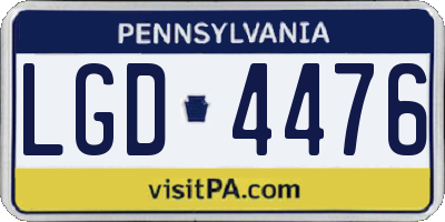 PA license plate LGD4476