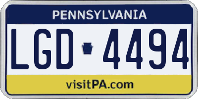 PA license plate LGD4494