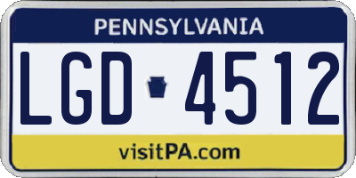 PA license plate LGD4512