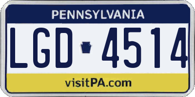 PA license plate LGD4514