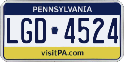 PA license plate LGD4524