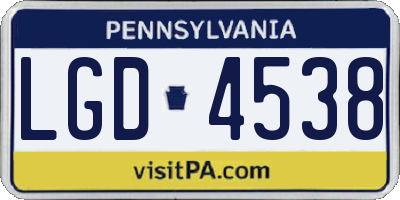PA license plate LGD4538