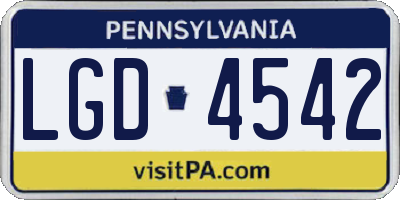 PA license plate LGD4542