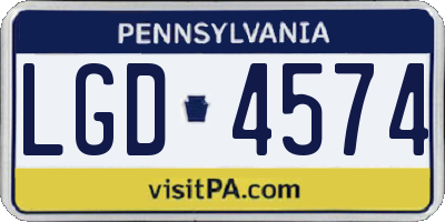 PA license plate LGD4574