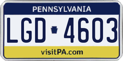 PA license plate LGD4603