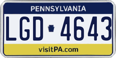 PA license plate LGD4643