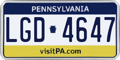 PA license plate LGD4647
