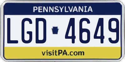 PA license plate LGD4649