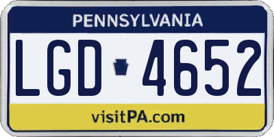 PA license plate LGD4652