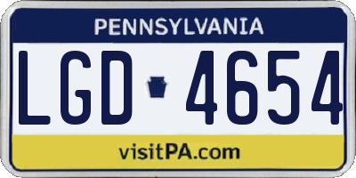 PA license plate LGD4654