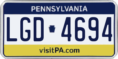 PA license plate LGD4694