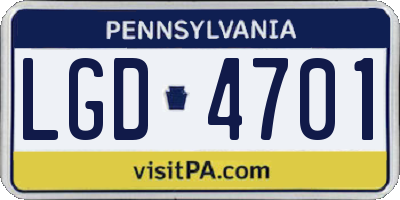 PA license plate LGD4701