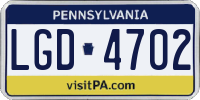 PA license plate LGD4702