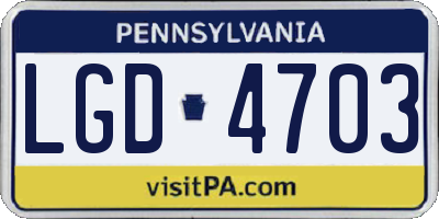PA license plate LGD4703