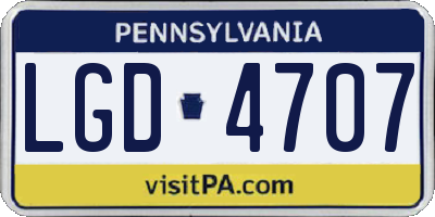 PA license plate LGD4707