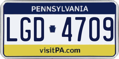 PA license plate LGD4709