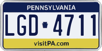 PA license plate LGD4711