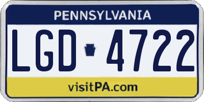 PA license plate LGD4722