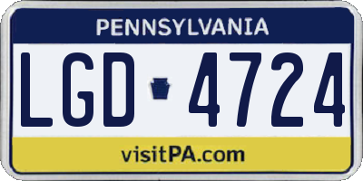 PA license plate LGD4724