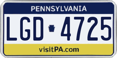 PA license plate LGD4725