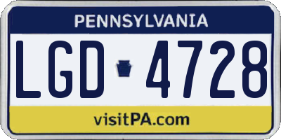 PA license plate LGD4728