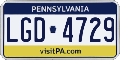 PA license plate LGD4729
